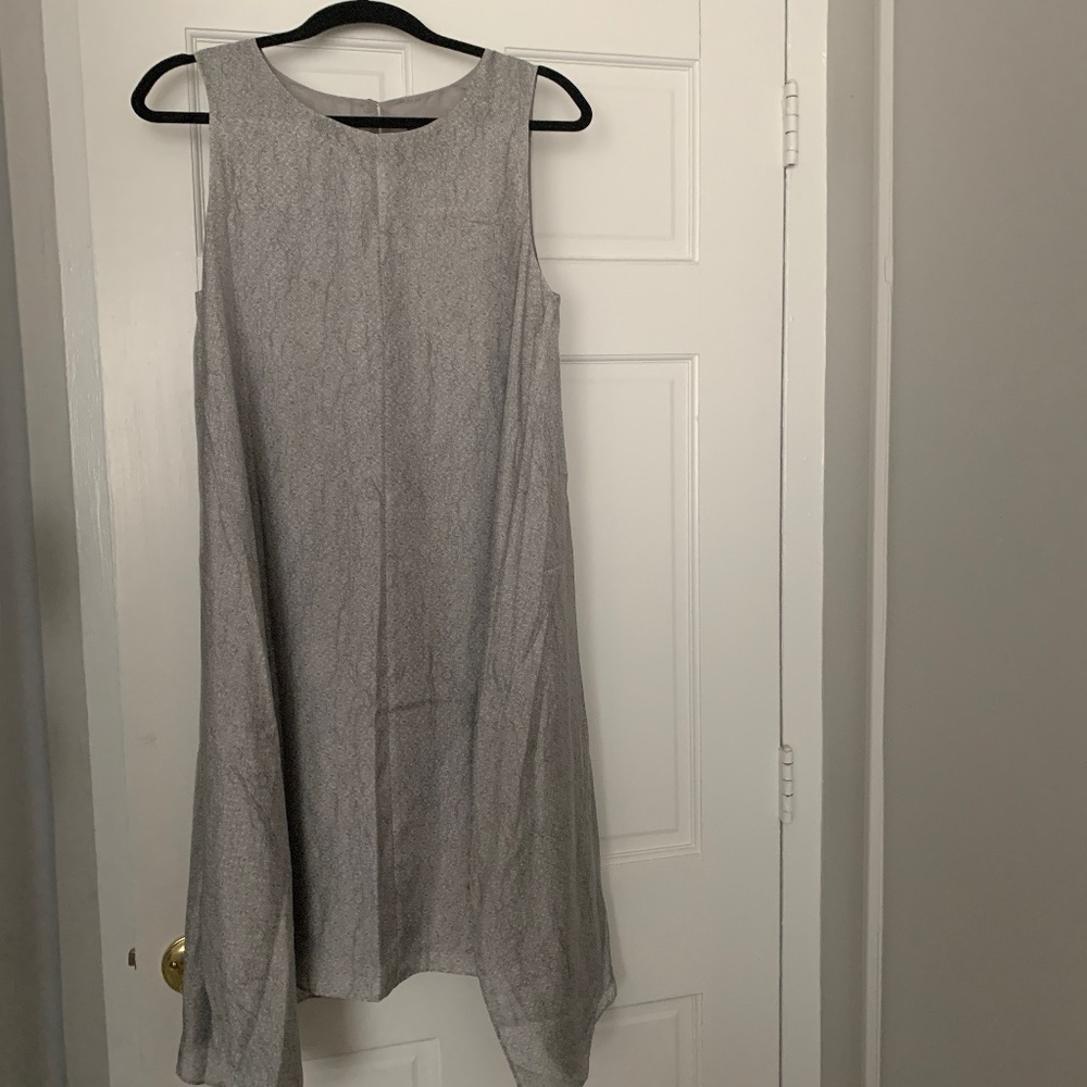 Eileen Fisher Dress - Silver Gray Silk - Medium Petite